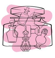 Abstract hand draw perfume bottles vector