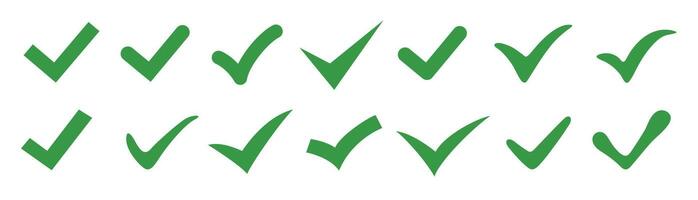 Check mark icons set. Tick icons collection. Isolated green check symbols for design vector