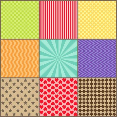 Set of nine simple geometric patterns