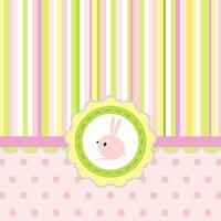 Greeting card with stripes, dots and rabbit vector