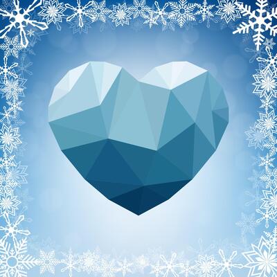 Framed abstract geometric heart-shaped banner