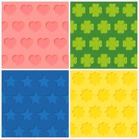 Set of four seamless relief patterns vector