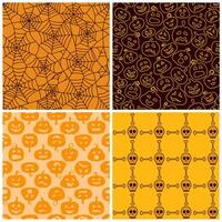 Halloween seamless patterns. Set of four vector