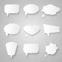 Set of paper speech bubbles with shadows vector