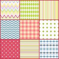 Set of nine colorful seamless patterns vector