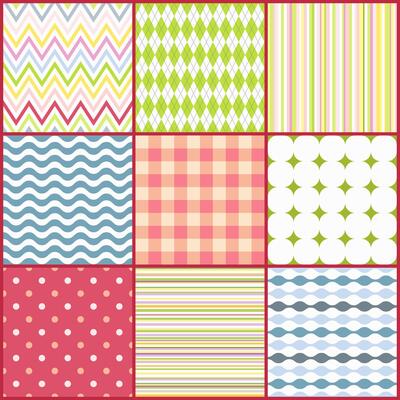 Set of nine colorful seamless patterns