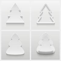 Set of four 3d christmas trees made from paper on gray background vector