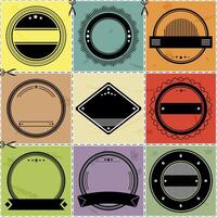 Set of nine blanc labels with retro styled design vector