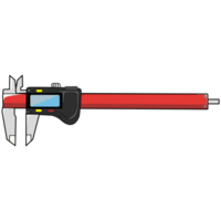 Digital caliper icon with electronic display showing precise measurement tool for accurate engineering and manufacturing work png