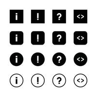 Black And White Symbols Icons Set Information Exclamation Question And Programming Codes vector