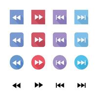Media Player Control Icons Set In Square And Round Shapes In Multiple Colors vector