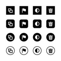 Interface Black And White Icons With Layer Flag Moon And Trashcan Elements vector