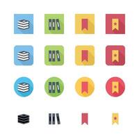Colorful Flat Icon Set Of Books And Bookmarks For Education And Reading vector