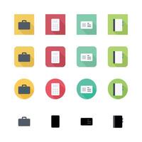 Office And Business Stationary Flat Icons Set Design On White Background vector
