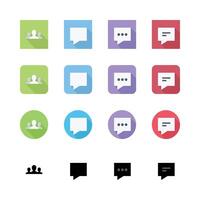Chat Bubbles And Group Icons With Long Shadows On White Background vector