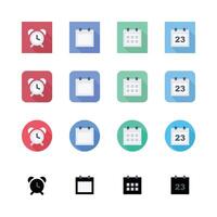 Colorful Time Management And Schedule Flat Icon Set Design vector