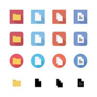 Flat Design Folder And Document Icon Set With Long Shadows Variety vector