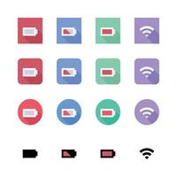 Battery And Wifi Icons In Various Styles And Colors For Ui Design vector