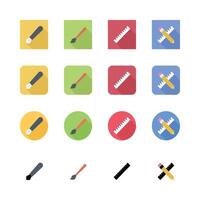 Design Tools Flat Icons Set With Pen Brush Ruler And Pencil For Creative Projects vector