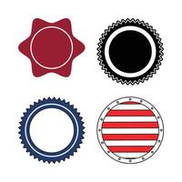 Collection Of Geometric Badge Shapes In Red Black Blue And Striped Design vector
