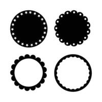 Circle Frames Borders With Scalloped Edges And Stars Vectors Illustration