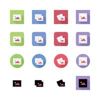 Photo Gallery Icons Set In Flat Design Style With Long Shadow Effect vector