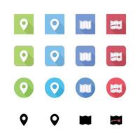 Location Pin And Map Icons Set In Various Styles And Colors vector