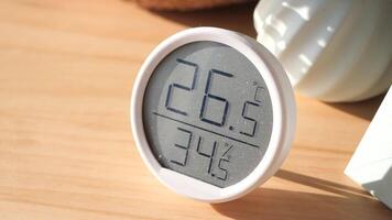 Display of temperature and humidity levels in a cozy setting video