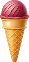 A berry flavored ice cream in a waffle cone png