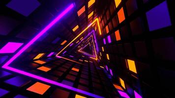 Purple and Orange Neon Triangle Tunnel Background VJ Loop in 4K video