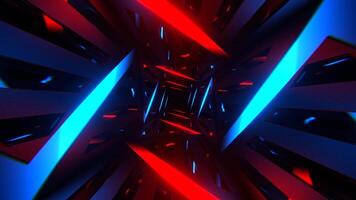 vermelho e azul néon curva dentro espelho túnel fundo vj ciclo dentro 4k video