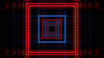 Red and Blue Movement of Light Through Grid Tunnel Background VJ Loop in 4K video
