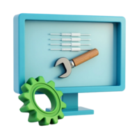 Realistic 3D Digital Monitor Displaying System Configuration and Optimization Tools png