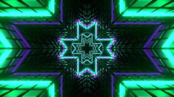 Purple and Turquoise Neon Cross-Type Tunnel Background VJ Loop in 4K video