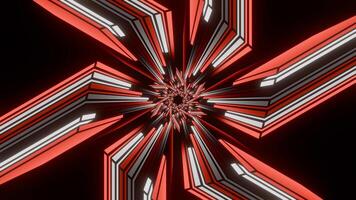 Red and White Hexagonal Neon Lines Tunnel Background VJ Loop in 4K video