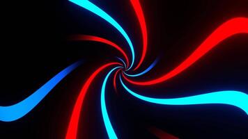 Red and Blue Neon Curves Moving in Circle Background VJ Loop in 4K video