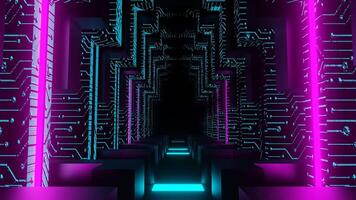 Cyan and Pink Chip Shapes Indoors Background VJ Loop in 4K video
