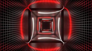 Red and White Neon Circle Lights in Squares Frame Background VJ Loop in 4K video