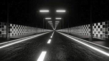 Black and White Neon Fast Futuristic Highway Background VJ Loop in 4K video