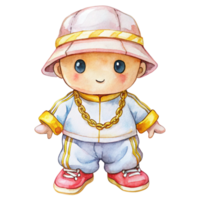 A cartoon character wearing a hat and chain png