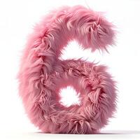 Fluffy Six A sweet and soft design of the number six made with fluffy pink fibers giving a cozy and playful touch photo