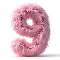 Fluffy Nine A light and playful version of the number nine formed from pink fluffy texture bringing joy and warmth photo