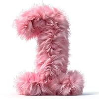 Fluffy One A whimsical and fun interpretation of the number one made entirely from soft pink fluff for a joyful vibe photo
