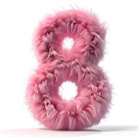 Fluffy Eight A gentle and soft depiction of the number eight made entirely of fluffy pink fibers for a comforting look photo