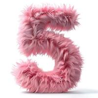 Fluffy Five A vibrant and soft representation of the number five designed with fluffy pink fluff for a lively feel photo