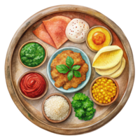 A plate with different types of food on it png