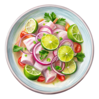 A bowl of food with meat, onions and tomatoes png