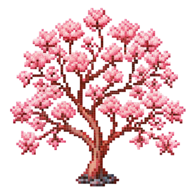 芸術写真 FLOWERS and TREES A tree with pink flowers on it is in the sunset. | Premium