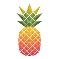 A geometric representation of a pineapple is created using interconnected triangles in shades of green, yellow, and red cutouts png