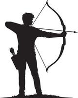 logo type Silhouette of a boy with bow and arrow design vector